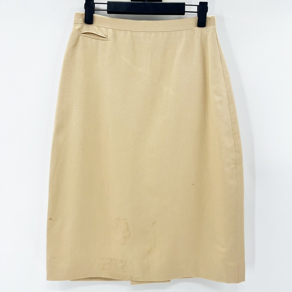 Griffith Gray for St. John Beige 100% Silk Pencil Skirt Made in Italy Size 8 - Picture 2 of 5